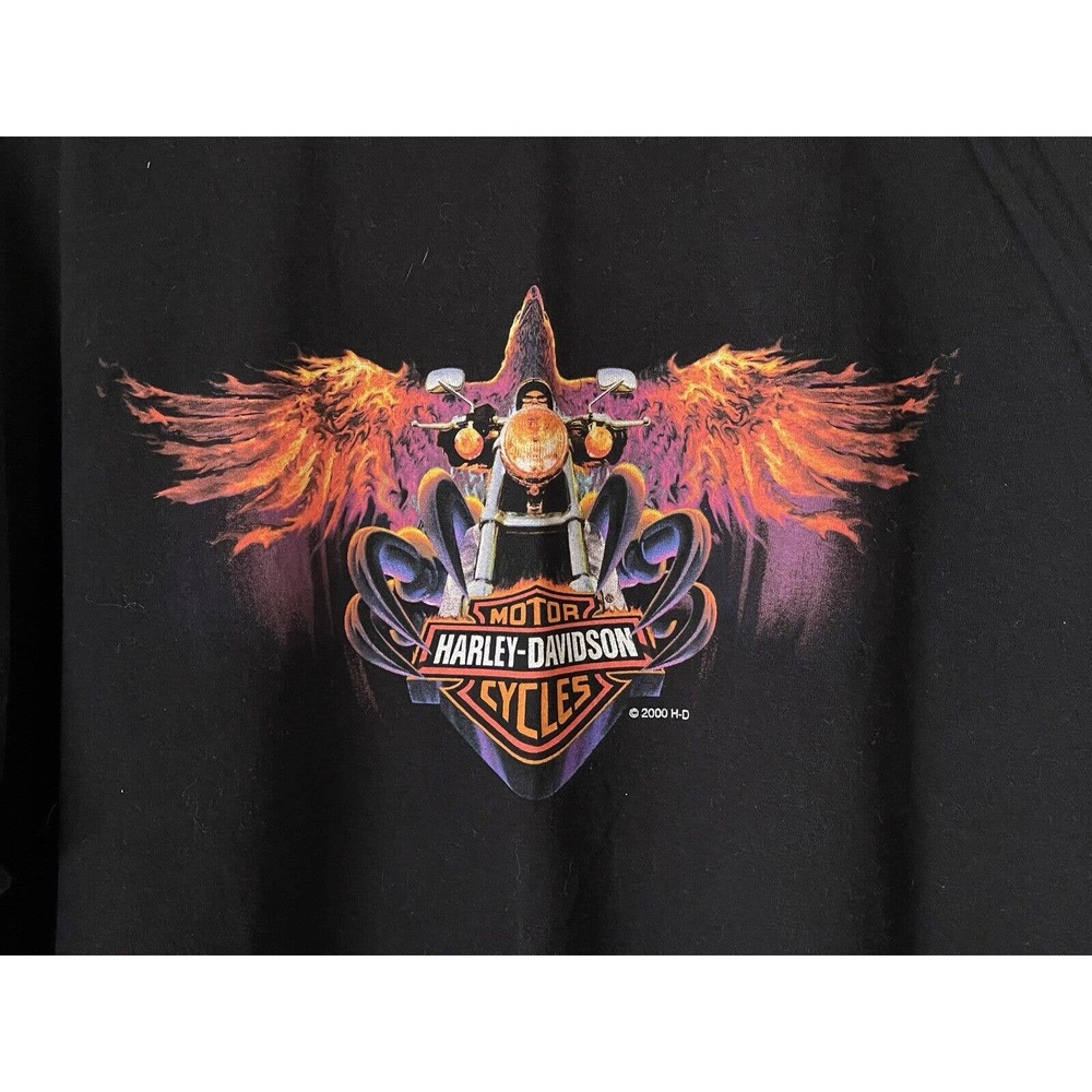 Vintage Harley Davidson XL Black TShirt Flaming Eagle Claws Motorcycle Y2K 2000
